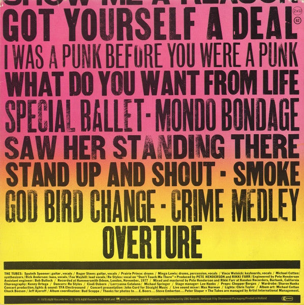 Tubes, The : What Do You Want From Live (LP,Album)