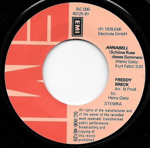 Freddy Breck : Einer Kommt, Und Einer Geht / Annabell (7",45 RPM,Single)