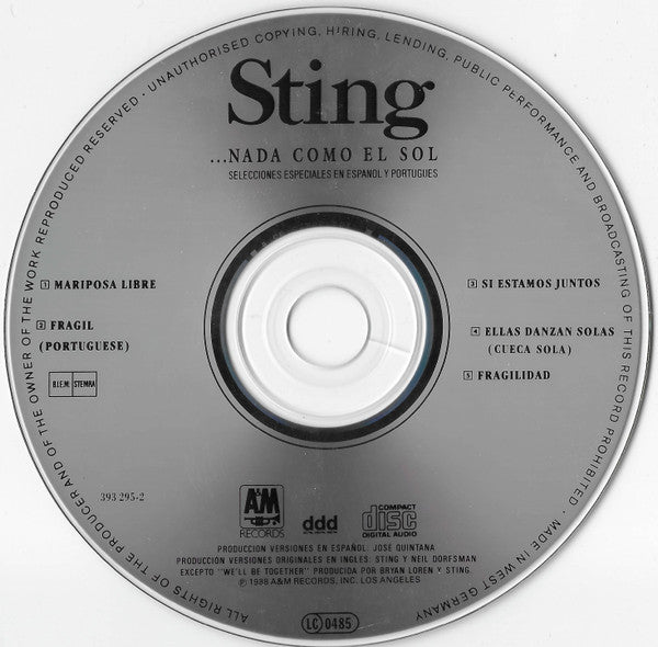 Sting : ...Nada Como El Sol (Selecciones Especiales En Espanol Y Portugues) (Mini-Album)