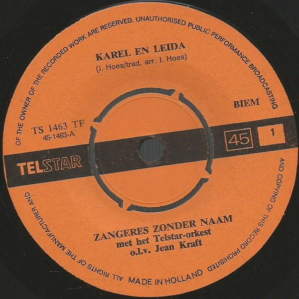 Zangeres Zonder Naam : Karel En Leida  (7",45 RPM,Single)