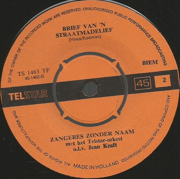 Zangeres Zonder Naam : Karel En Leida  (7",45 RPM,Single)