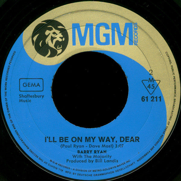 Barry Ryan With Majority, The : Love Is Love (7",45 RPM,Single,Mono)