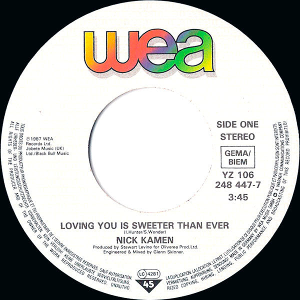 Nick Kamen : Loving You Is Sweeter Than Ever (7",Single,45 RPM)