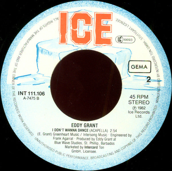Eddy Grant : I Don't Wanna Dance (7",45 RPM,Single,Stereo)
