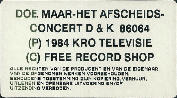 Doe Maar : Het Afscheidsconcert (Album,PAL)