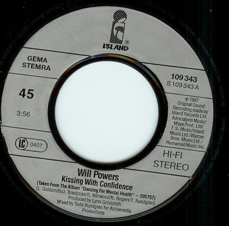 Will Powers : Kissing With Confidence (7",45 RPM,Single)