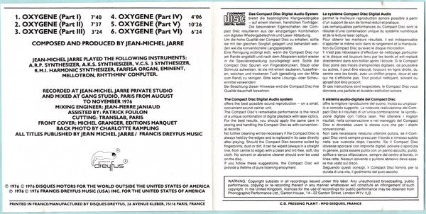 Jean-Michel Jarre : Oxygène (Album,Reissue)