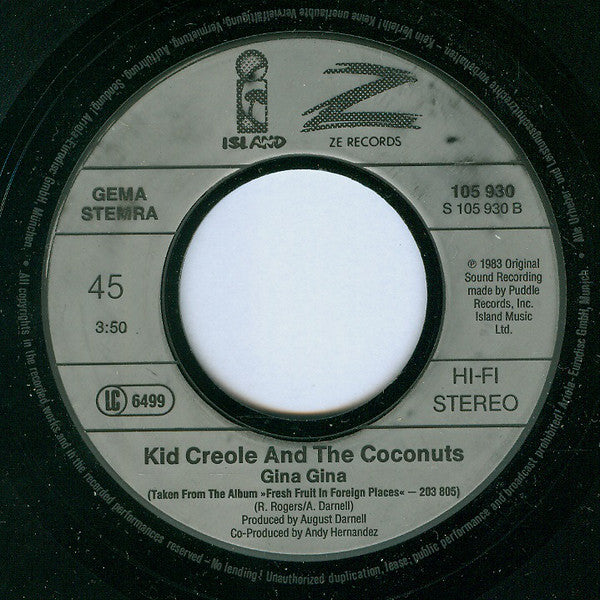 Kid Creole And The Coconuts : The Lifeboat Party (7",45 RPM,Single,Stereo)