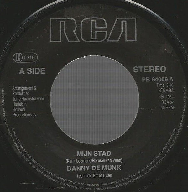 Danny de Munk : Mijn Stad (7",Single,45 RPM)