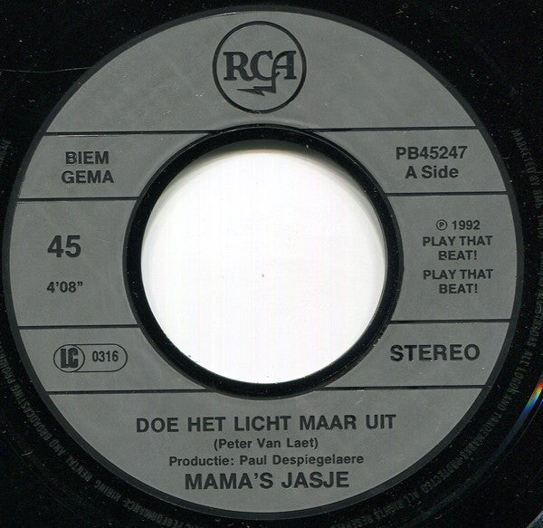 Mama's Jasje : Doe Het Licht Maar Uit (7",Stereo)