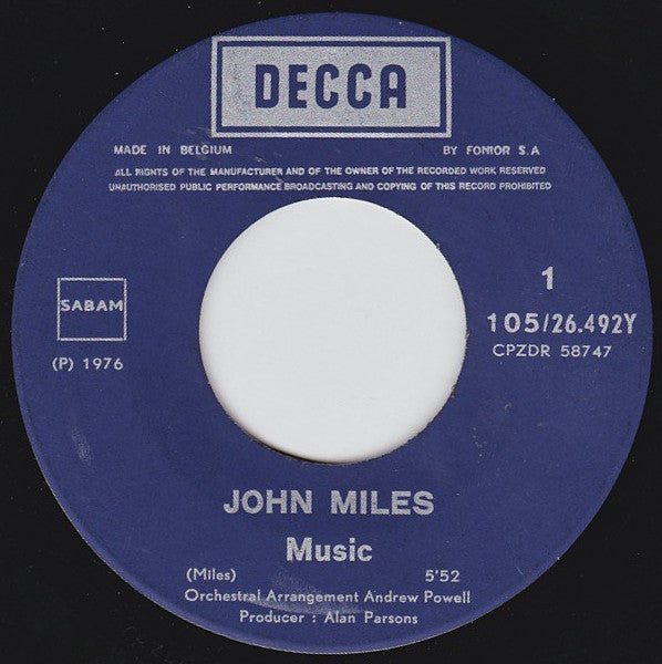 John Miles : Music / Putting My New Song Together (7",Single)