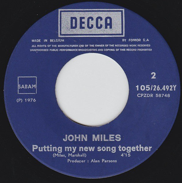 John Miles : Music / Putting My New Song Together (7",Single)
