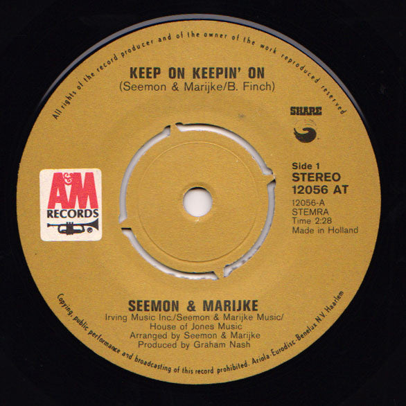 Seemon & Marijke : Keep On Keepin' On / It Is All There (7")