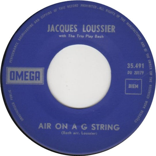Jacques Loussier Trio : Air On A G String (7")