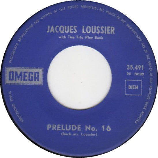 Jacques Loussier Trio : Air On A G String (7")
