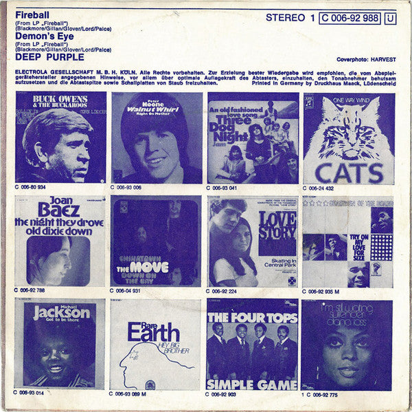 Deep Purple : Fireball  (7",45 RPM,Single,Stereo)