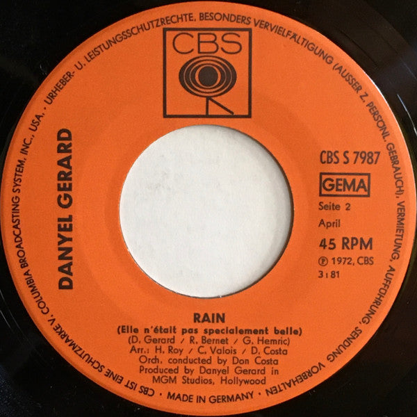 Danyel Gérard : Harlequin / Rain (7",45 RPM,Single)