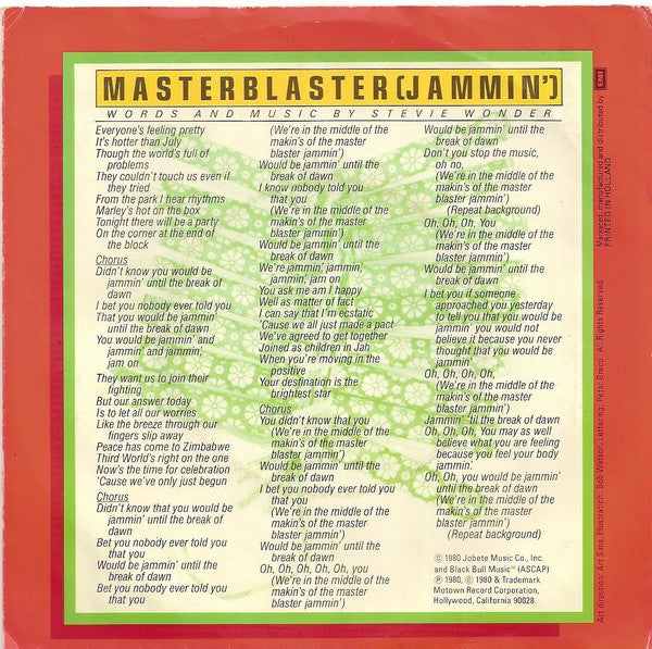 Stevie Wonder : Master Blaster (7",45 RPM,Single)
