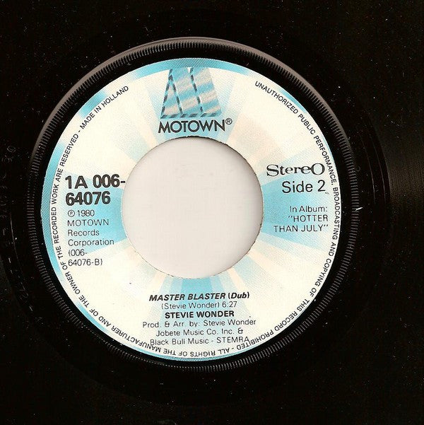 Stevie Wonder : Master Blaster (7",45 RPM,Single)