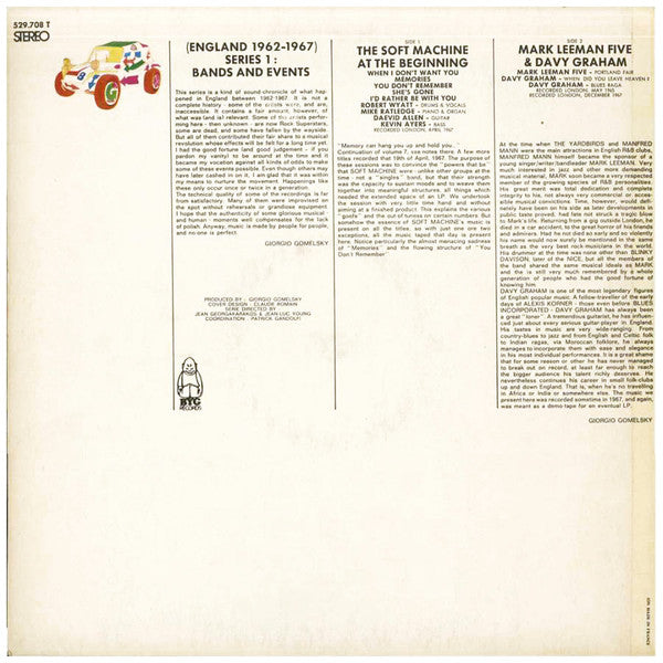Soft Machine + Mark Leeman Five, The & Davy Graham : Rock Generation Volume 8 - Soft Machine At The Beginning, Mark Leeman 5 And Davy Graham (LP,Reissue,Stereo)