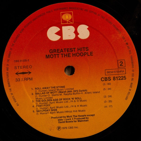 Mott The Hoople : Greatest Hits (LP,Compilation)