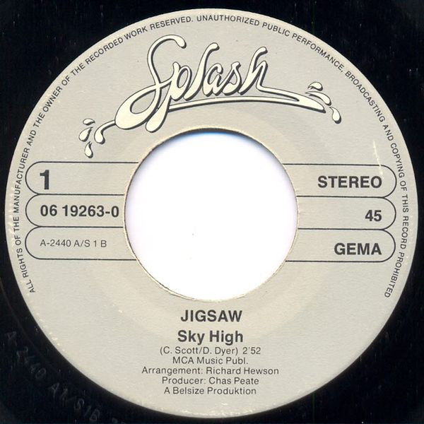 Jigsaw (3) : Sky High (7",45 RPM,Single,Stereo)
