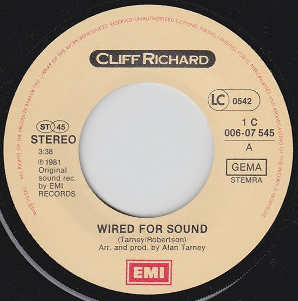 Cliff Richard : Wired For Sound (7",45 RPM,Single,Stereo)