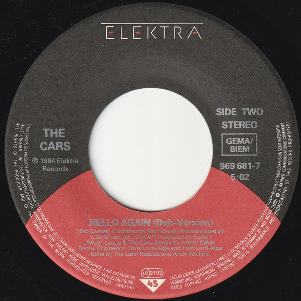 Cars, The : Hello Again (7",45 RPM,Single,Stereo)