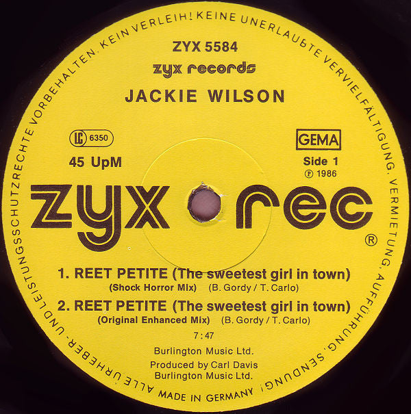Jackie Wilson : Reet Petite (12",45 RPM,Maxi-Single)