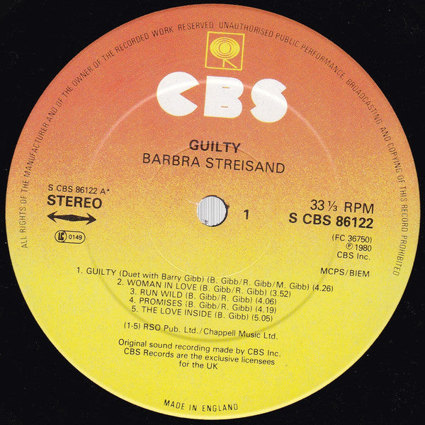 Barbra Streisand : Guilty (LP,Album)