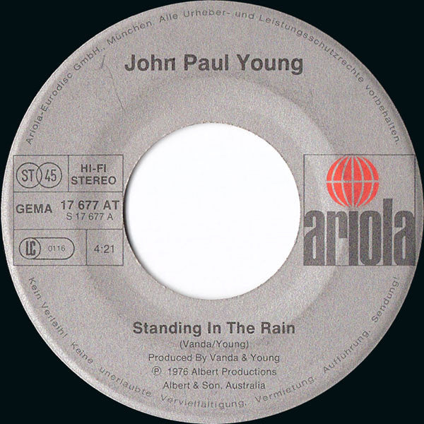 John Paul Young : Standing In The Rain / Keep On Smiling (7",Single,45 RPM)