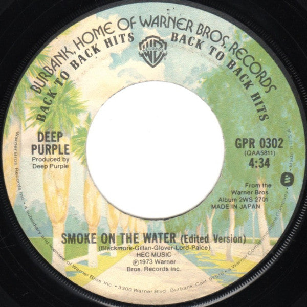 Deep Purple : Smoke On The Water (Edited Version) (7",45 RPM,Single,Reissue,Styrene,Stereo)