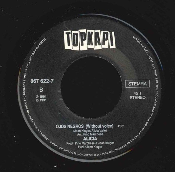 Alicia Valle : Ojos Negros (Black Eyes) (7",45 RPM,Single)