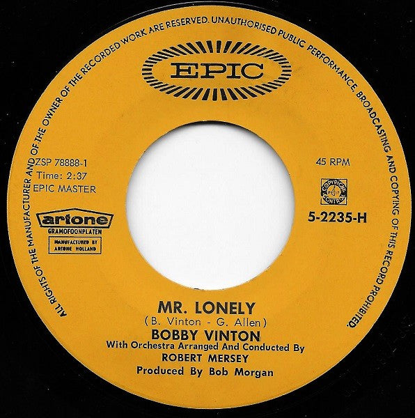 Bobby Vinton : Mr. Lonely / There! I've Said It Again (7",45 RPM,Reissue)