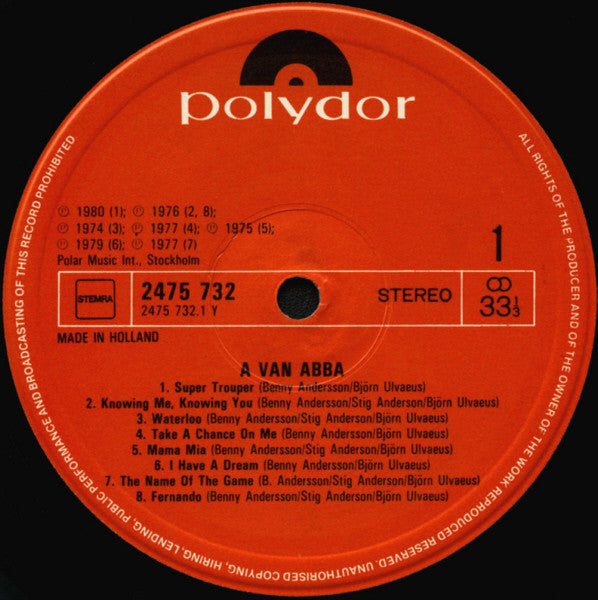 ABBA : A Van ABBA - Hun Grootste Hits (Hun Grootste Hits Van »Waterloo« Tot »Super Trouper«) (LP,Compilation)