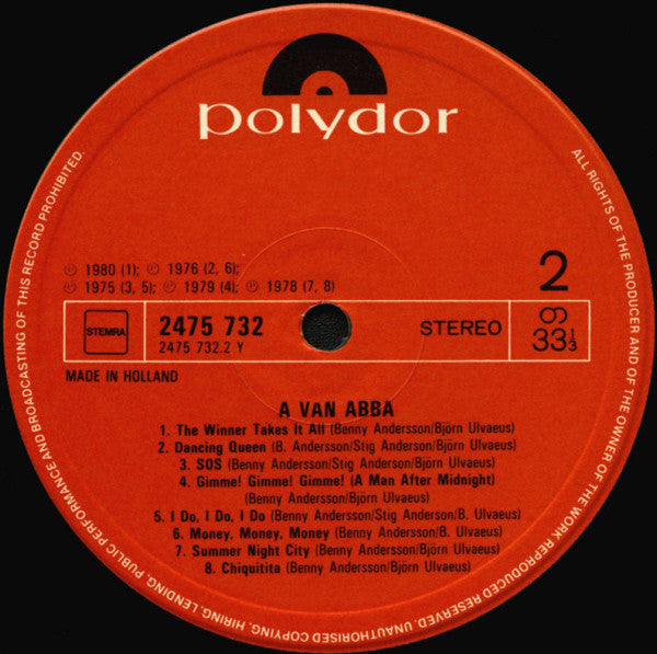 ABBA : A Van ABBA - Hun Grootste Hits (Hun Grootste Hits Van »Waterloo« Tot »Super Trouper«) (LP,Compilation)
