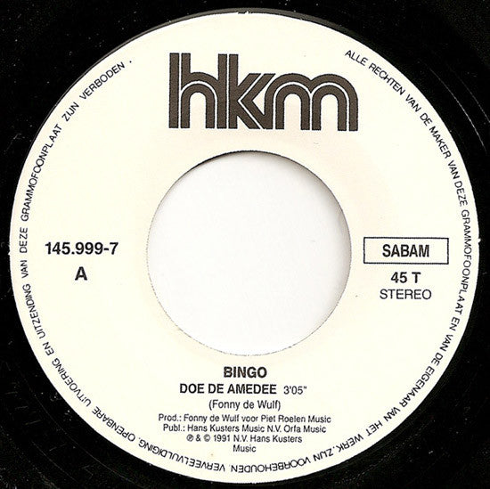 Bingo! : Doe De Amedee (7",Single,45 RPM)