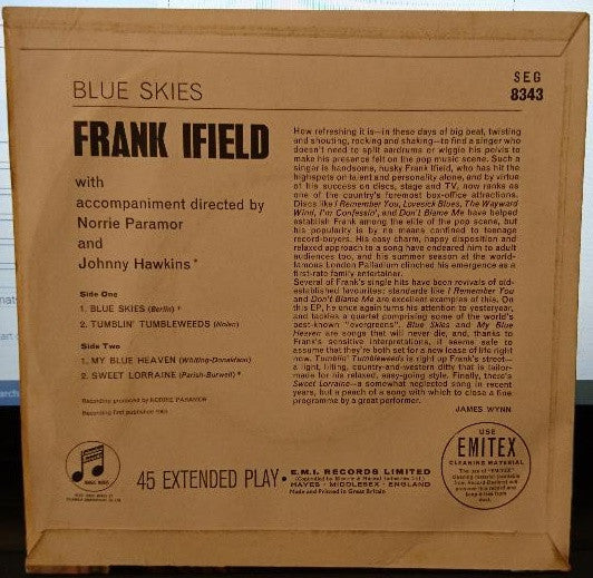 Frank Ifield : Blue Skies (7",45 RPM,EP)