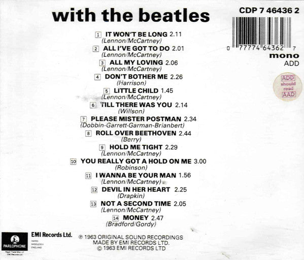 Beatles, The : With The Beatles (Album,Misprint,Reissue,Mono)