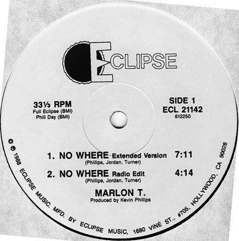 Marlon T. : No Where / Fresh (12",33 ⅓ RPM)