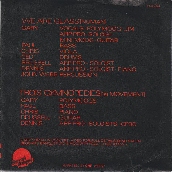 Gary Numan : We Are Glass (7")