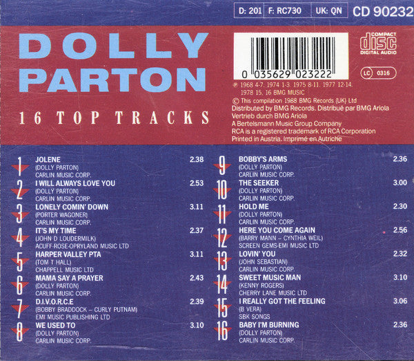 Dolly Parton : 16 Top Tracks (Compilation,Stereo)
