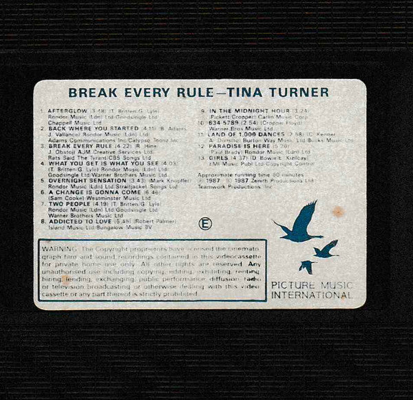 Tina Turner : Break Every Rule Starring Tina Turner (Stereo,PAL)