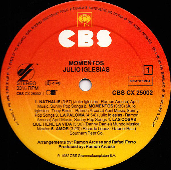 Julio Iglesias : Momentos (LP,Album,Stereo)