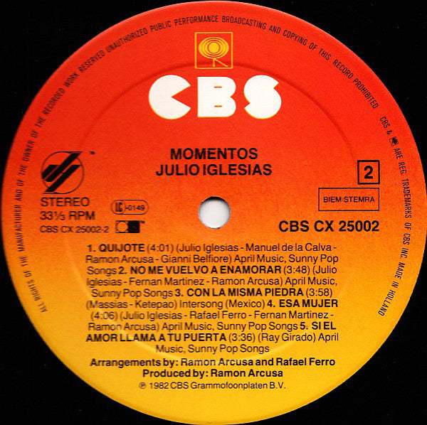 Julio Iglesias : Momentos (LP,Album,Stereo)