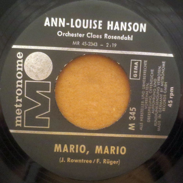Ann-Louise Hanson : Alles Gute Wünsch' Ich Dir / Mario, Mario (7",Single,45 RPM)