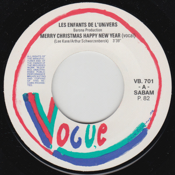 Les Enfants De L' Univers : Merry Christmas, Happy New Year (7",45 RPM,Single)