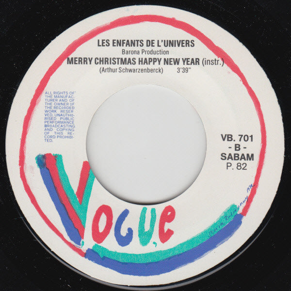 Les Enfants De L' Univers : Merry Christmas, Happy New Year (7",45 RPM,Single)
