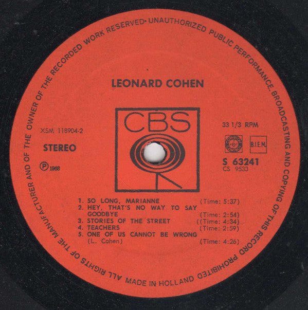 Leonard Cohen : Songs Of Leonard Cohen (LP,Album)