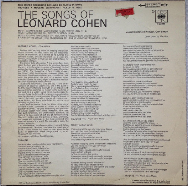Leonard Cohen : Songs Of Leonard Cohen (LP,Album)